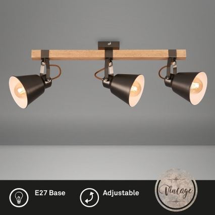 RETRO-Spotleuchte 3xE27/40W/230V braun