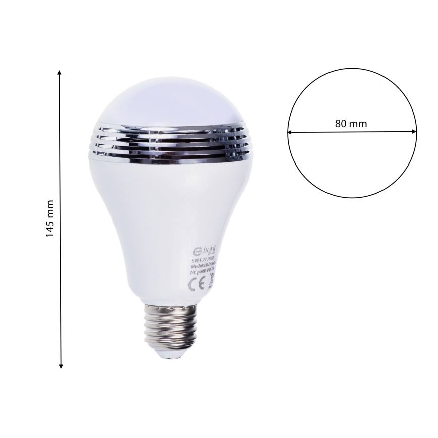 RGB BLUETOOTH LED Glühbirne mit Lautsprecher E27/8W/230V 2700K