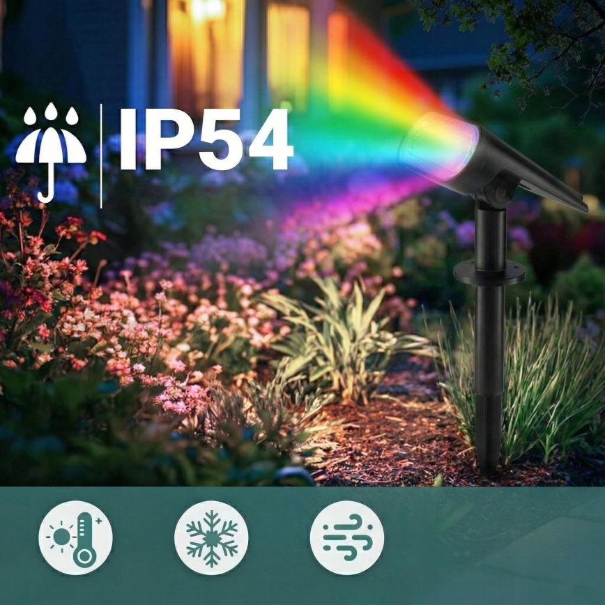 RGB-LED-Solarlampe 2-in-1 LED/3,7 V 1200 mAh IP54 schwarz