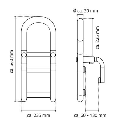 Ridder - Haltegriff für die Badewanne, 54 x 23,5 cm, weiß