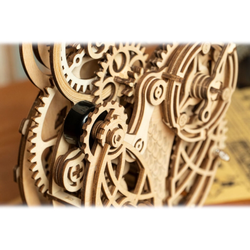 RoboTime - 3D mechanisches Holzpuzzle Eulen-Uhr 1xAA