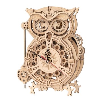 RoboTime - 3D mechanisches Holzpuzzle Eulen-Uhr 1xAA