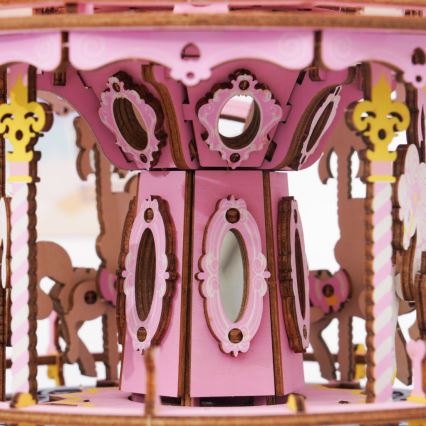 RoboTime - 3D-Spieluhr-Puzzle Romantisches Karussell rosa