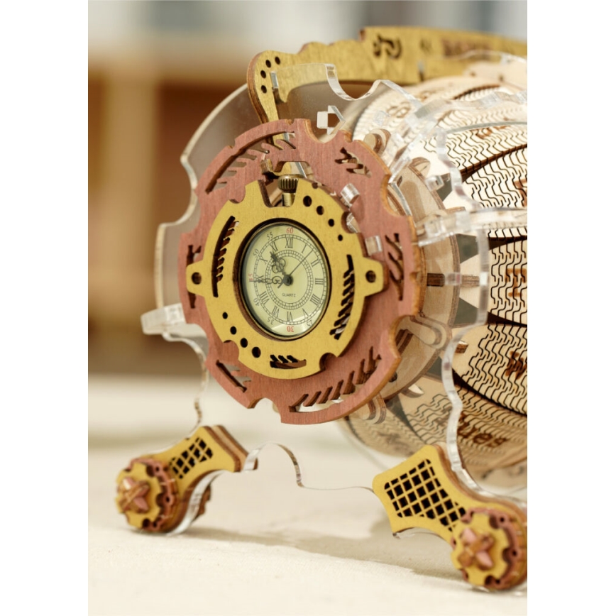 RoboTime - Mechanisches 3D-Holzpuzzle Kalender mit Uhr