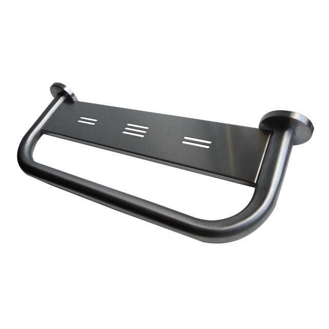 Robuster Haltegriff mit Ablage, 58 × 8 cm, Edelstahl/silber