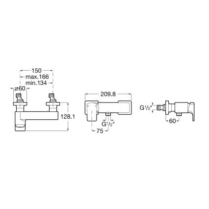 Roca A5A2D01C00 - Duscharmatur L90, glänzender Chrom