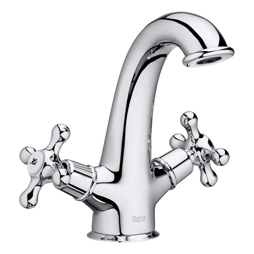 Roca A5A3A4BC00 - Waschbeckenarmatur + Ablauf mit Überlauf CARMEN 17,8 cm glänzendes Chrom