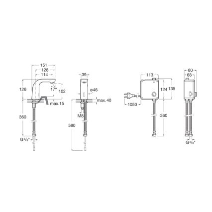 Roca A5A5309C00 - Berührungslose Waschtischarmatur L20 4xAA Hochglanzchrom