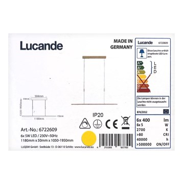 Rothfels - LED-Hängeleuchte an Schnur TOLU 6xLED/5W/230V