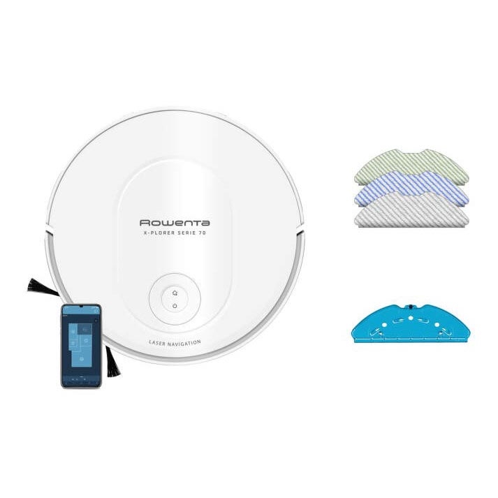 Rowenta - Intelligenter Saugroboter mit Wischfunktion X-PLORER S70+ Animal Wi-Fi Weiß