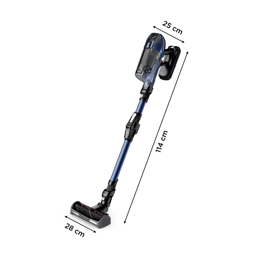 Rowenta - Stielstaubsauger mit Wischmopp X-FORCE FLEX ANIMAL AQUA AUTO 3in1 480W/32,4V 2500 mAh blau