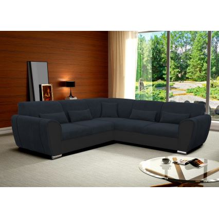 Eck-Schlafsofa mit Stauraum in L-Form VISEU, rechts, Anthrazit/Schwarz