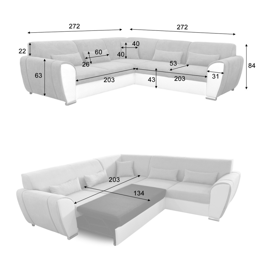 Eck-Schlafsofa mit Stauraum in L-Form VISEU, rechts, Anthrazit/Schwarz