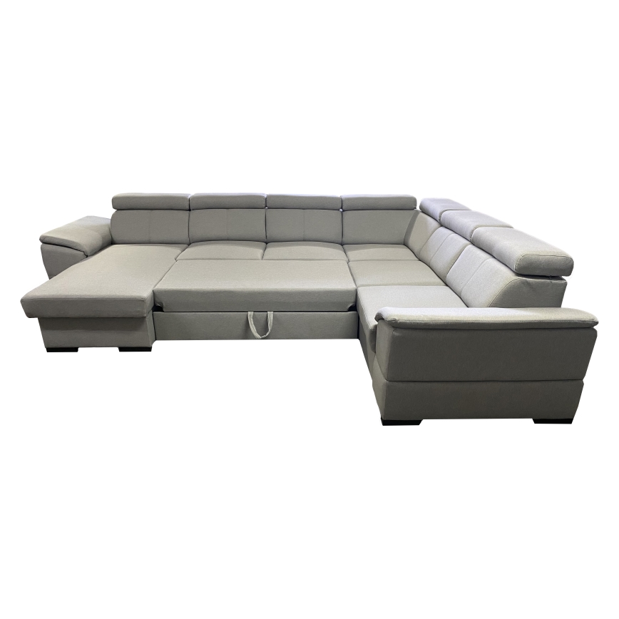 Schlafsofa mit universeller U-Ecke und Stauraum GRANADA in Hellgrau