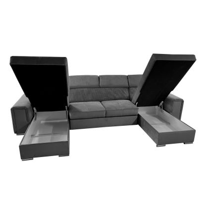Schlafsofa mit universeller U-Ecke und Stauraum SALVADA in Dunkelgrau