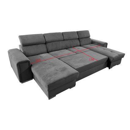 Schlafsofa mit universeller U-Ecke und Stauraum SALVADA in Dunkelgrau