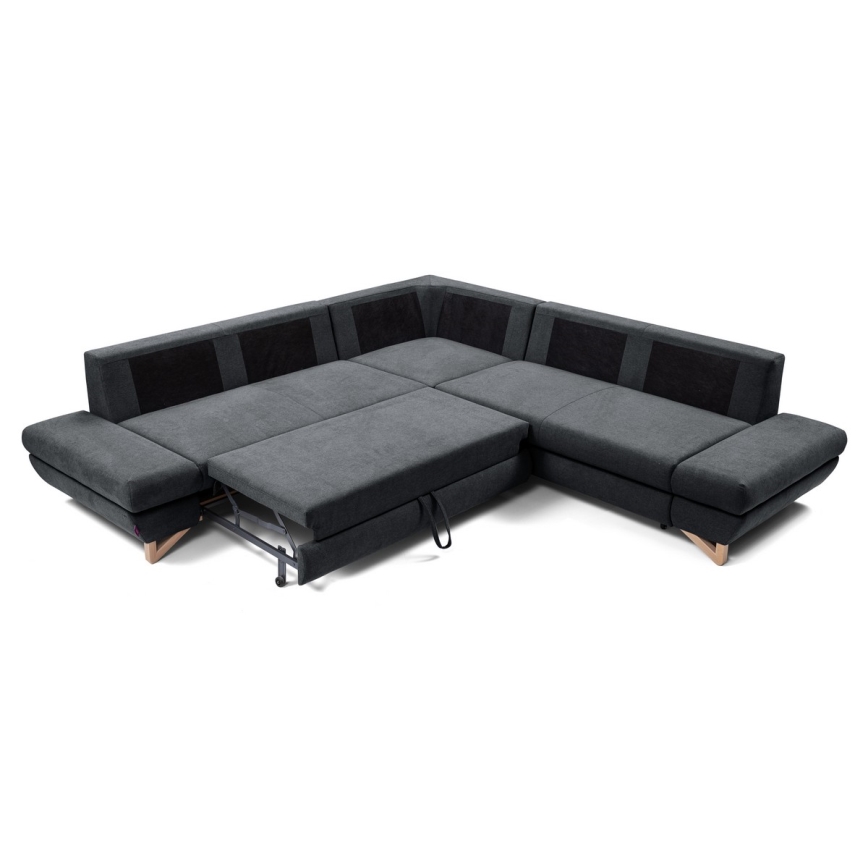 Eck-Schlafsofa mit Stauraum, Polsterbezug, L-Form, AVESTA, rechts, Anthrazit