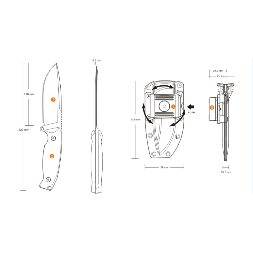 Ruike RUJF118G - Messer JAGER 22,3 cm grün