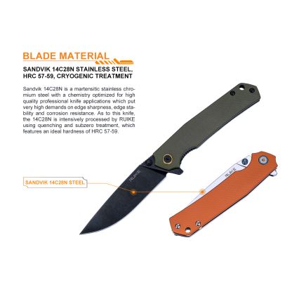 Ruike RUP801G - Klappbares Taschenmesser 20 cm grün