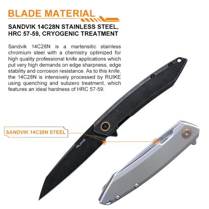 Ruike RUP831SSA - Folding compact Messer 19,5 cm silbern