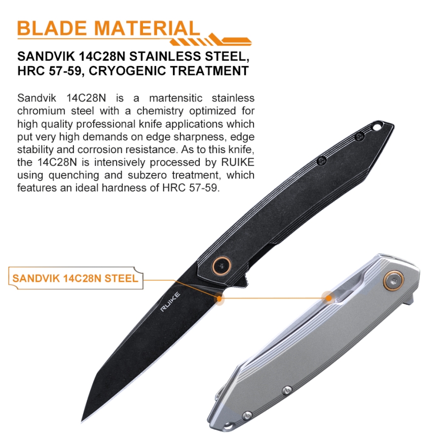 Ruike RUP831SSA - Folding compact Messer 19,5 cm silbern
