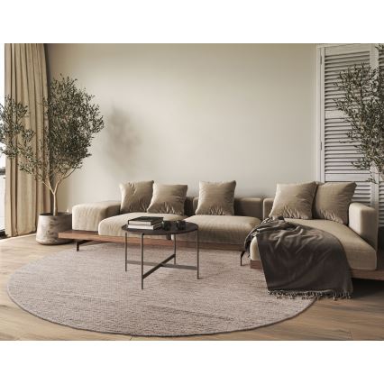 Runder Naturteppich FIR WOOL 160 cm 2600 g/m² beige