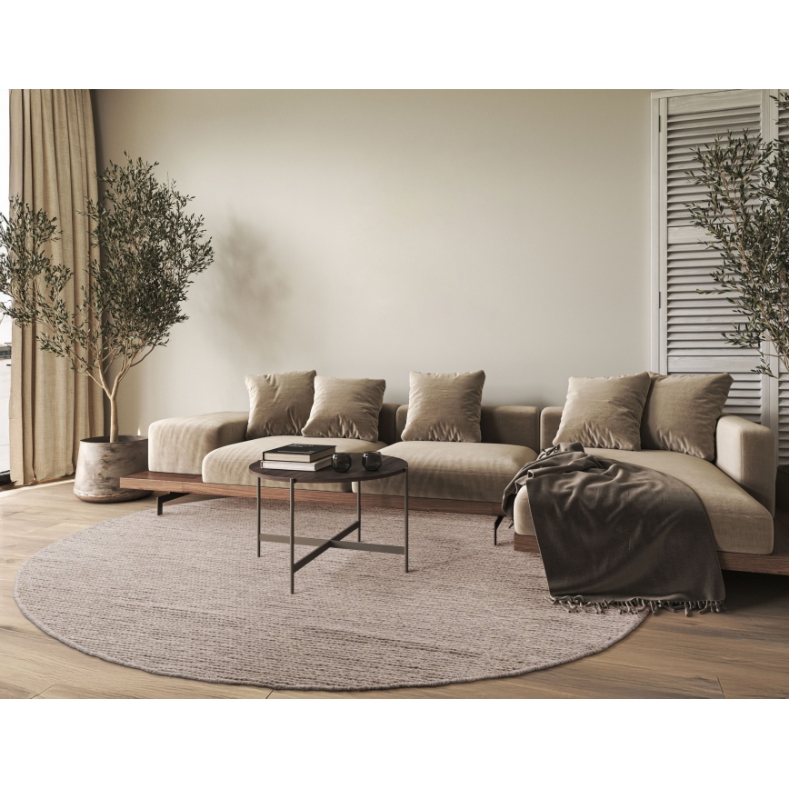 Runder Naturteppich FIR WOOL 160 cm 2600 g/m² beige