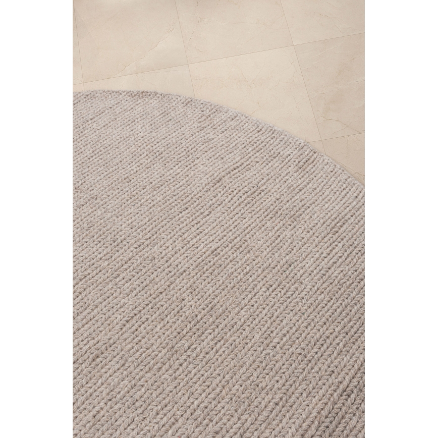 Runder Naturteppich FIR WOOL 160 cm 2600 g/m² beige