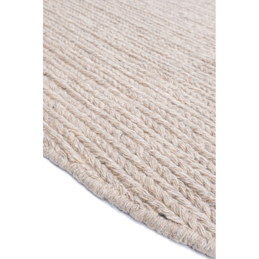 Runder Naturteppich FIR WOOL 160 cm 2600 g/m² beige