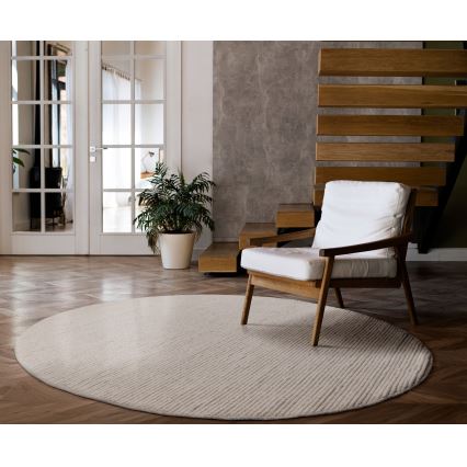 Runder Naturteppich FIR WOOL, Ø 160 cm, 2600 g/m², creme