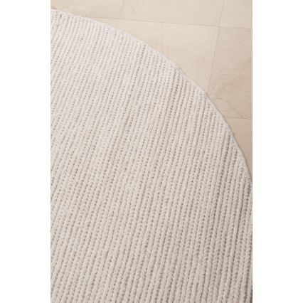 Runder Naturteppich FIR WOOL, Ø 160 cm, 2600 g/m², creme
