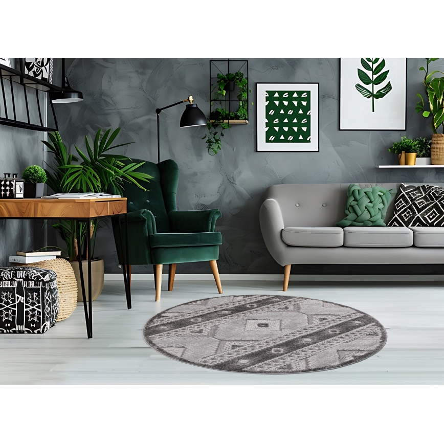 Runder Outdoor-Teppich CHIARA 120 cm grau