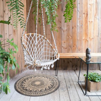 Runder Outdoor-Teppich DELMAR 80 cm anthrazit/beige