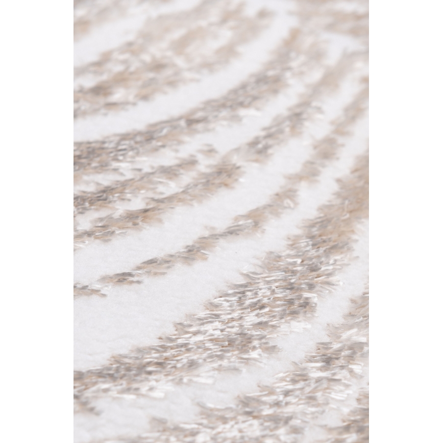 Runder Teppich SALAMANCA 100 cm beige/weiß/Blattmuster