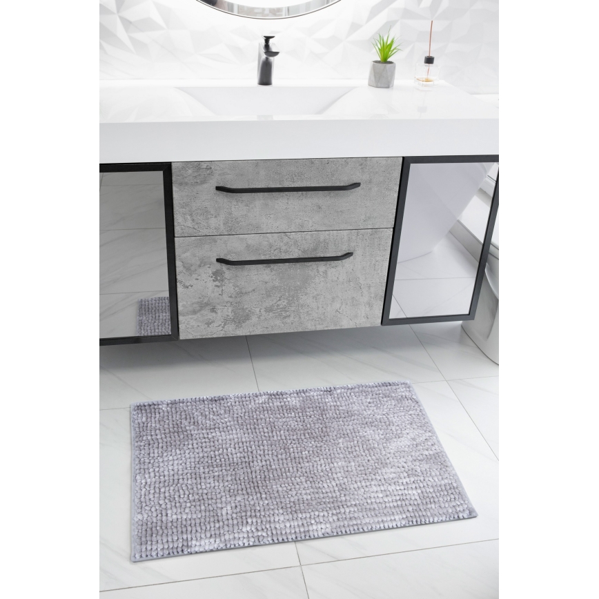 Rutschfeste Badematte CHENILLE 50x80 cm grau