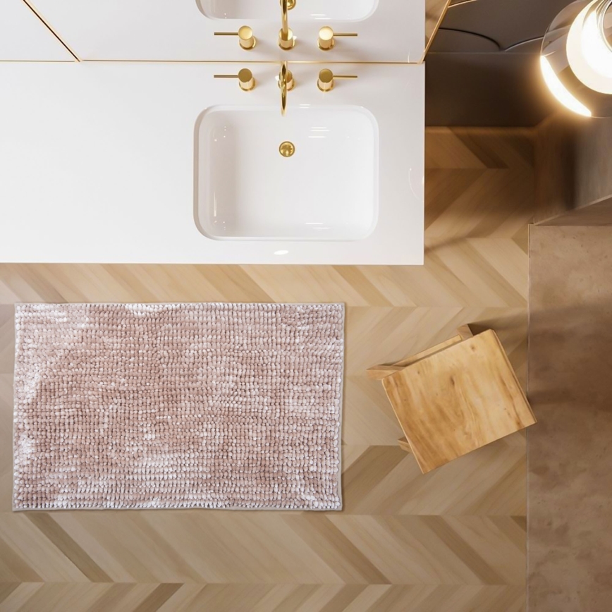 Rutschfeste Chenille-Badematte 50 x 80 cm, beige