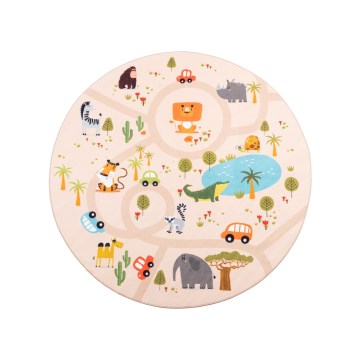 Rutschfester Kinderteppich ARES STREETS 160 cm beige/safari