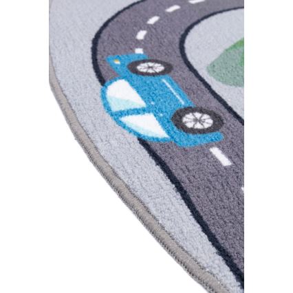 Rutschfester Kinderteppich ARES STREETS 160 cm grau/Stadt