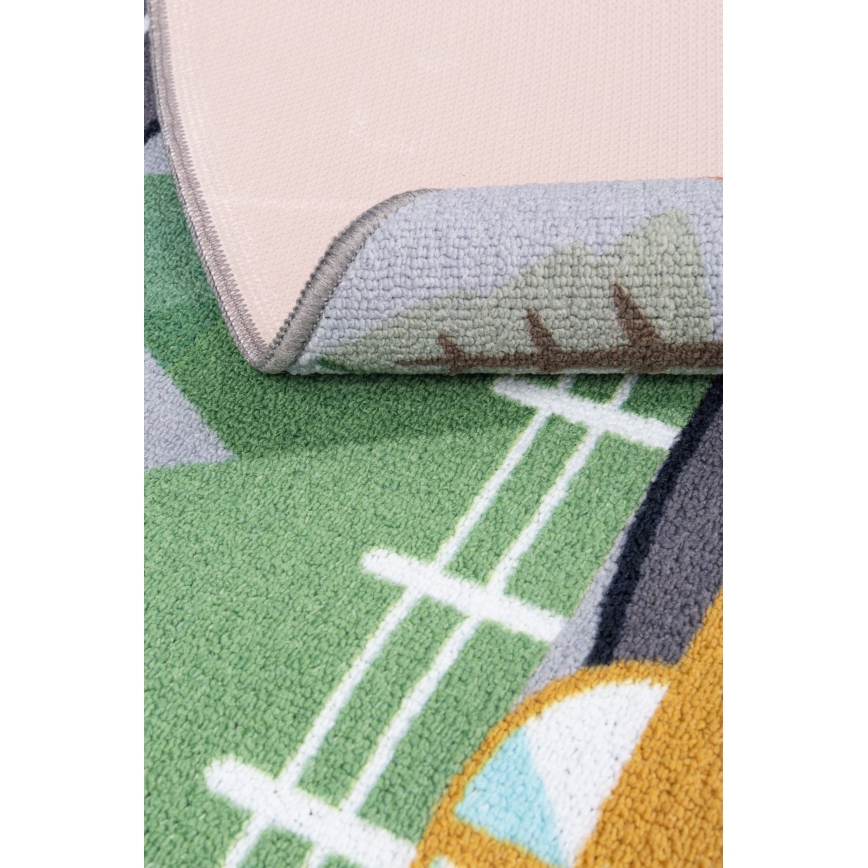 Rutschfester Kinderteppich ARES STREETS 160 cm grau/Stadt