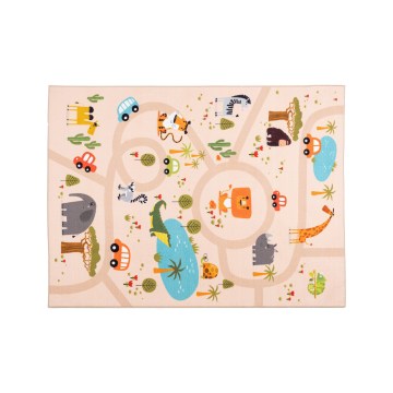 Rutschfester Kinderteppich ARES STREETS 80 x 150 cm Beige/Safari