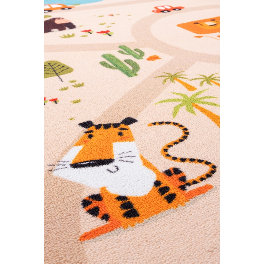 Rutschfester Kinderteppich ARES STREETS 80 x 150 cm Beige/Safari