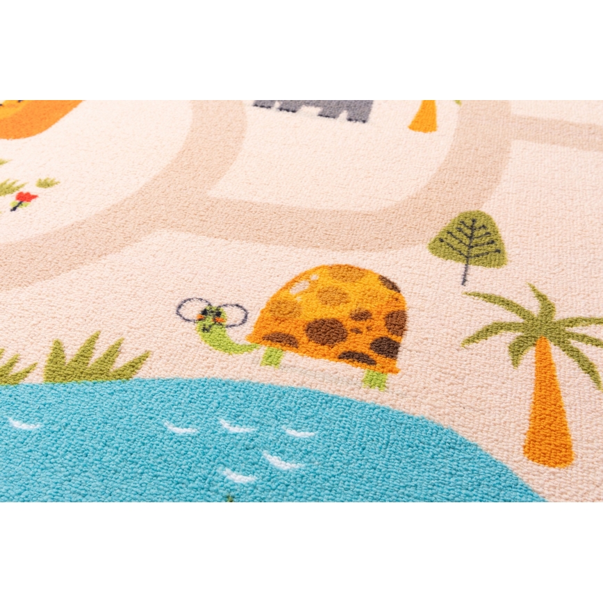 Rutschfester Kinderteppich ARES STREETS 80 x 150 cm Beige/Safari