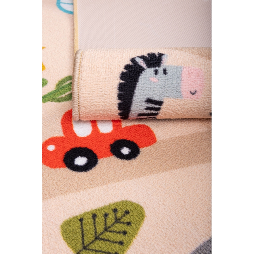 Rutschfester Kinderteppich ARES STREETS 80 x 150 cm Beige/Safari