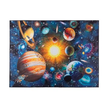 Rutschfester Kinderteppich PRINT 3D 80x150 cm Planeten/bunt