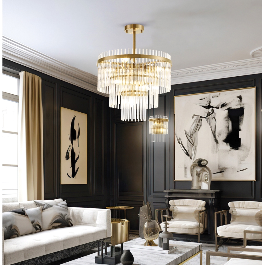 SABRINA Deckenleuchte mit Stange, 7xE14/40W/230V, Gold