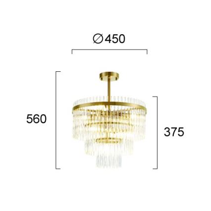 SABRINA Deckenleuchte mit Stange, 7xE14/40W/230V, Gold