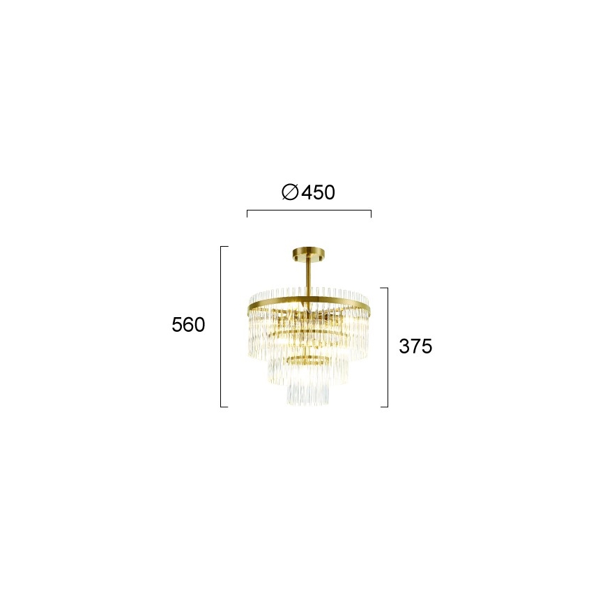 SABRINA Deckenleuchte mit Stange, 7xE14/40W/230V, Gold