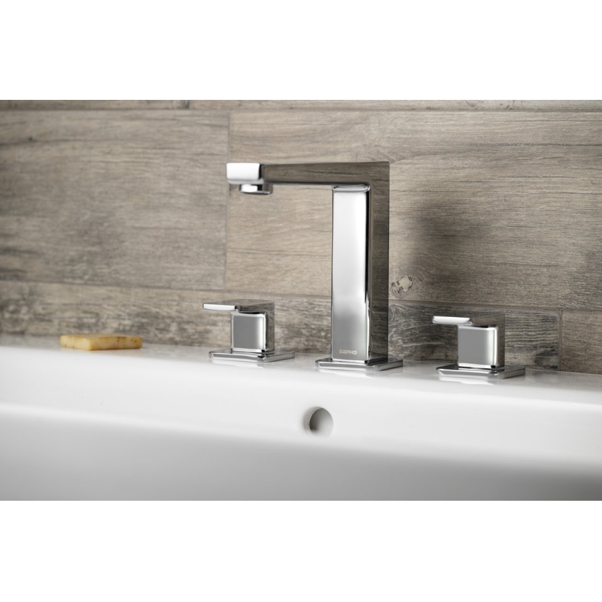 Sapho - 3-Loch-Waschtischarmatur TURSI Hochglanz-Chrom