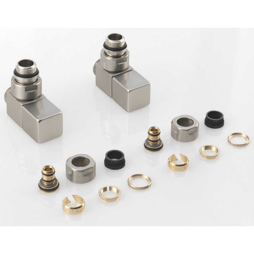 Sapho - Anschluss-Set für Eckventile CUBE, 2 Stück, gebürsteter Edelstahl