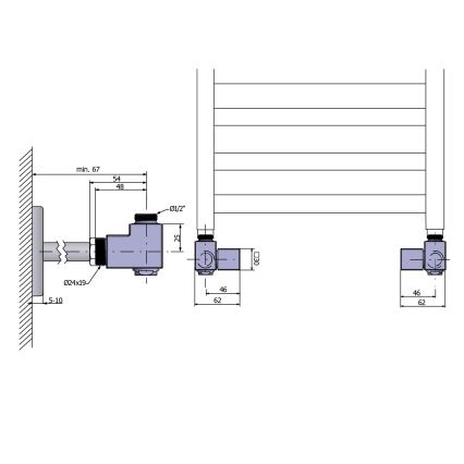 Sapho - Anschlusssatz für Eckventile CUBE COMBI, 2 Stück, rechts / glänzender Chrom